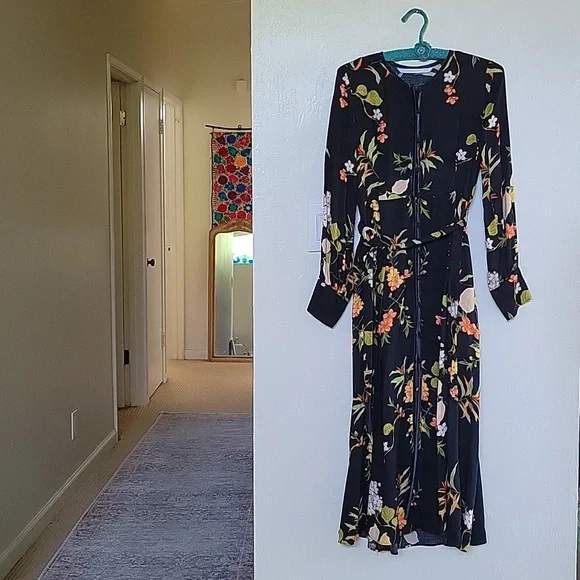 green emerald velvet dress Zara NWT StylWool Striped Ruffle Pink V-neck Puff Short Sleeve Midi Dr   Brie